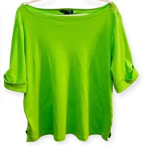 Lauren Ralph Lauren Lime Green Top - 3x - 100% Cotton - Y2K - LIKE NEW!